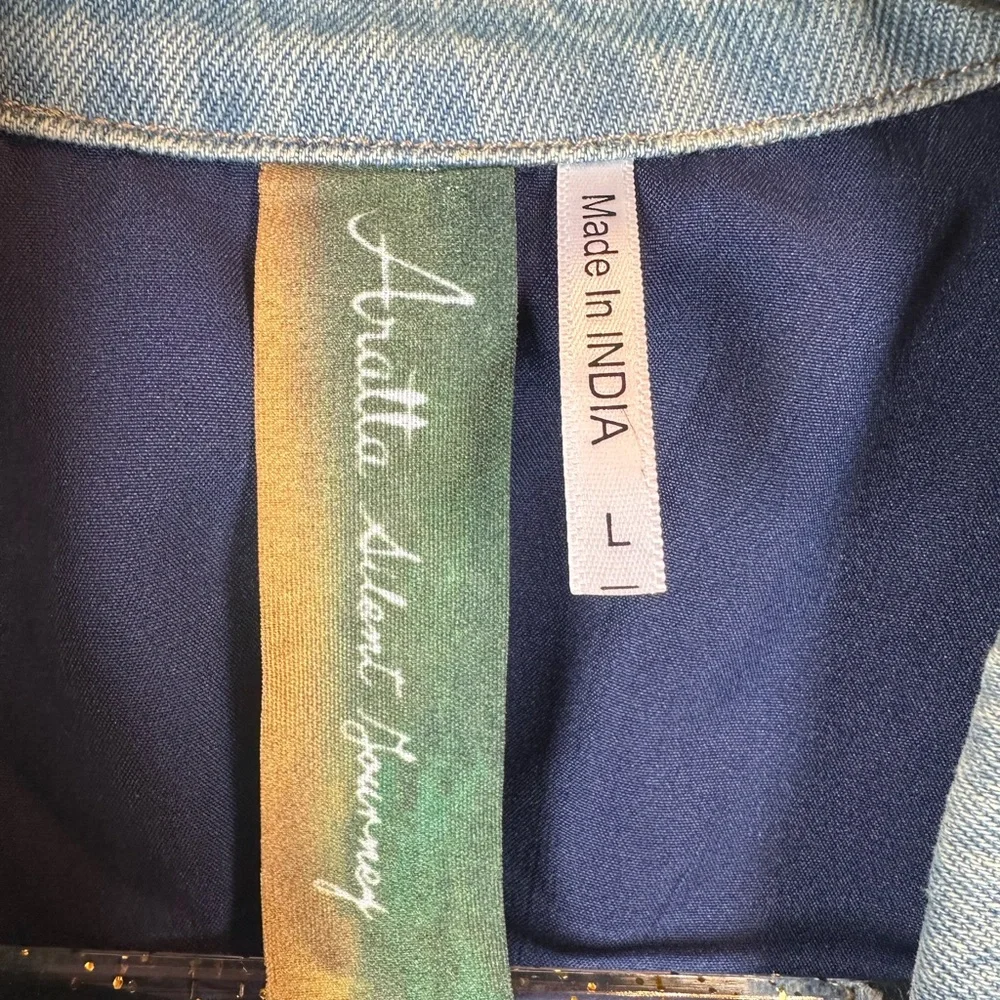 🆕 ARATTA LUCINDA EMBROIDERED DENIM JACKET Light Blue Denim Floral Embroider